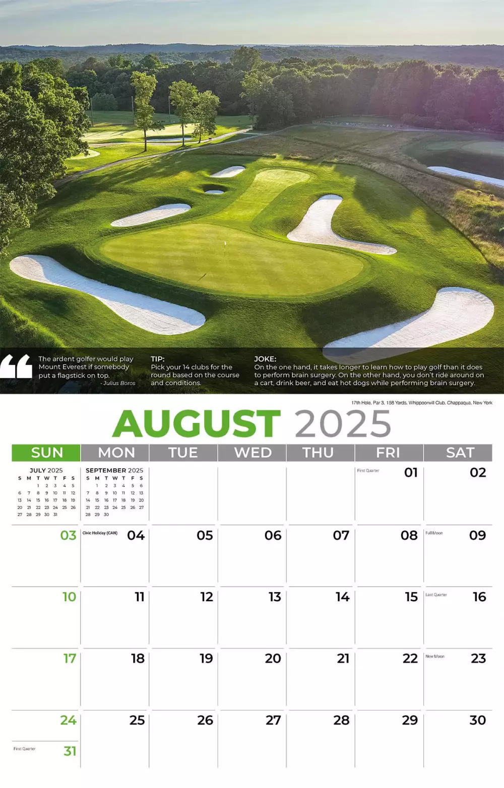 Calendrier mural Galleria 2025 Conseils de golf