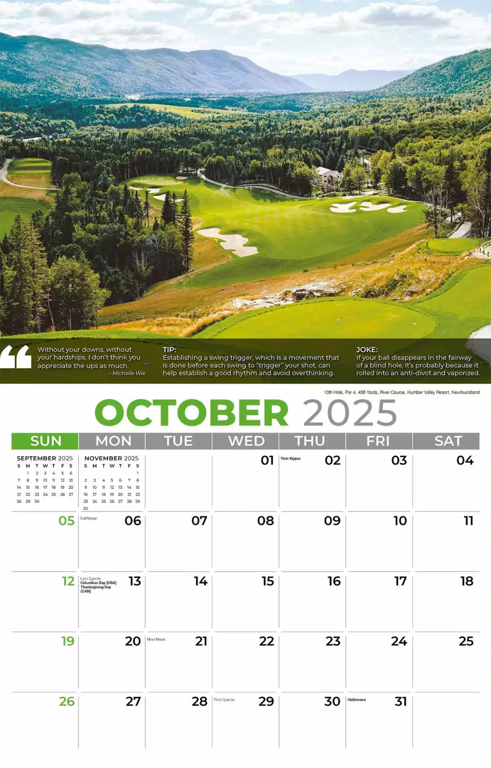 Calendrier mural Galleria 2025 Conseils de golf
