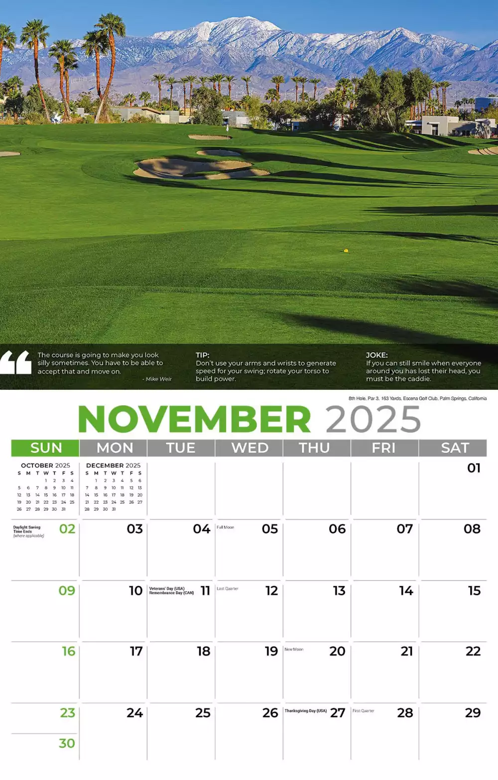 Calendrier mural Galleria 2025 Conseils de golf