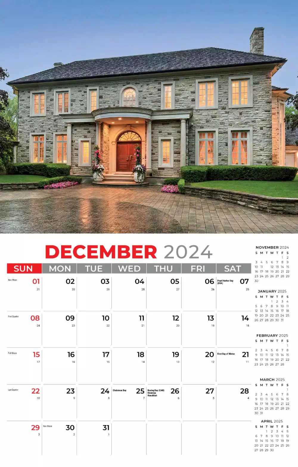 Calendrier mural Galleria 2025 Maisons