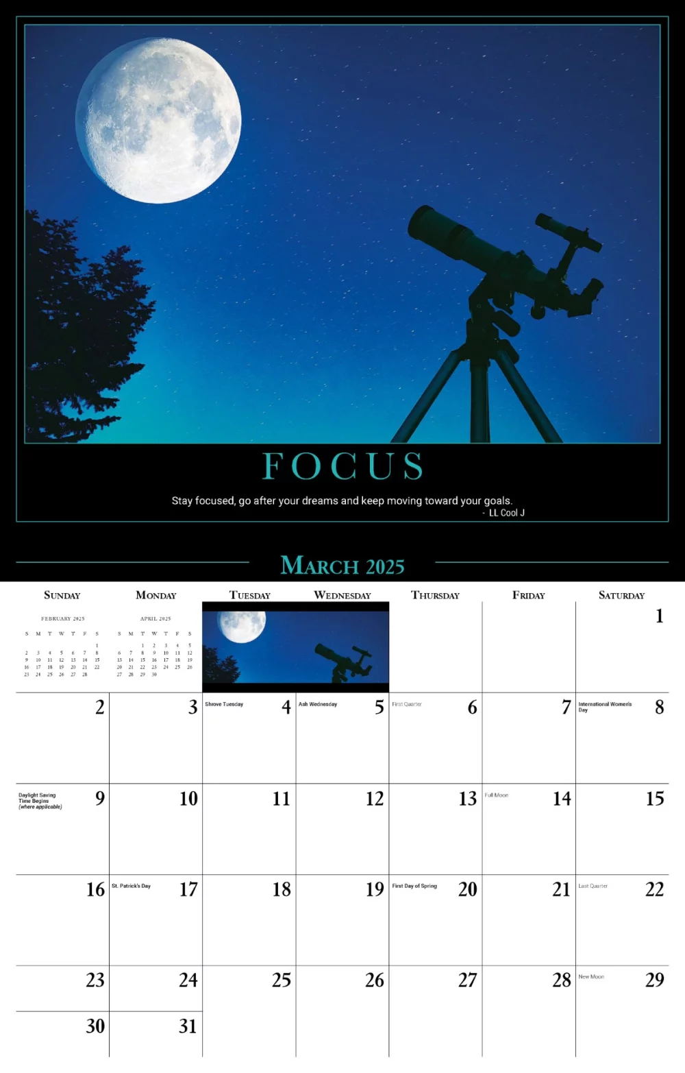 Calendrier mural Galleria 2025 Motivation