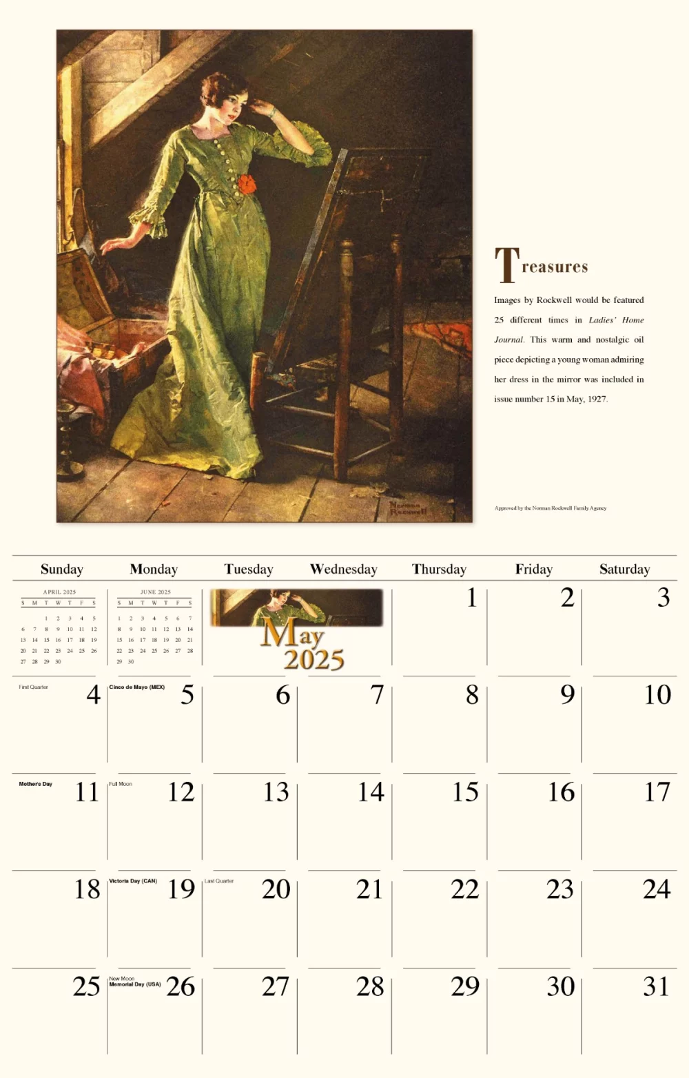 Calendrier mural Galleria 2025 Norman Rockwell