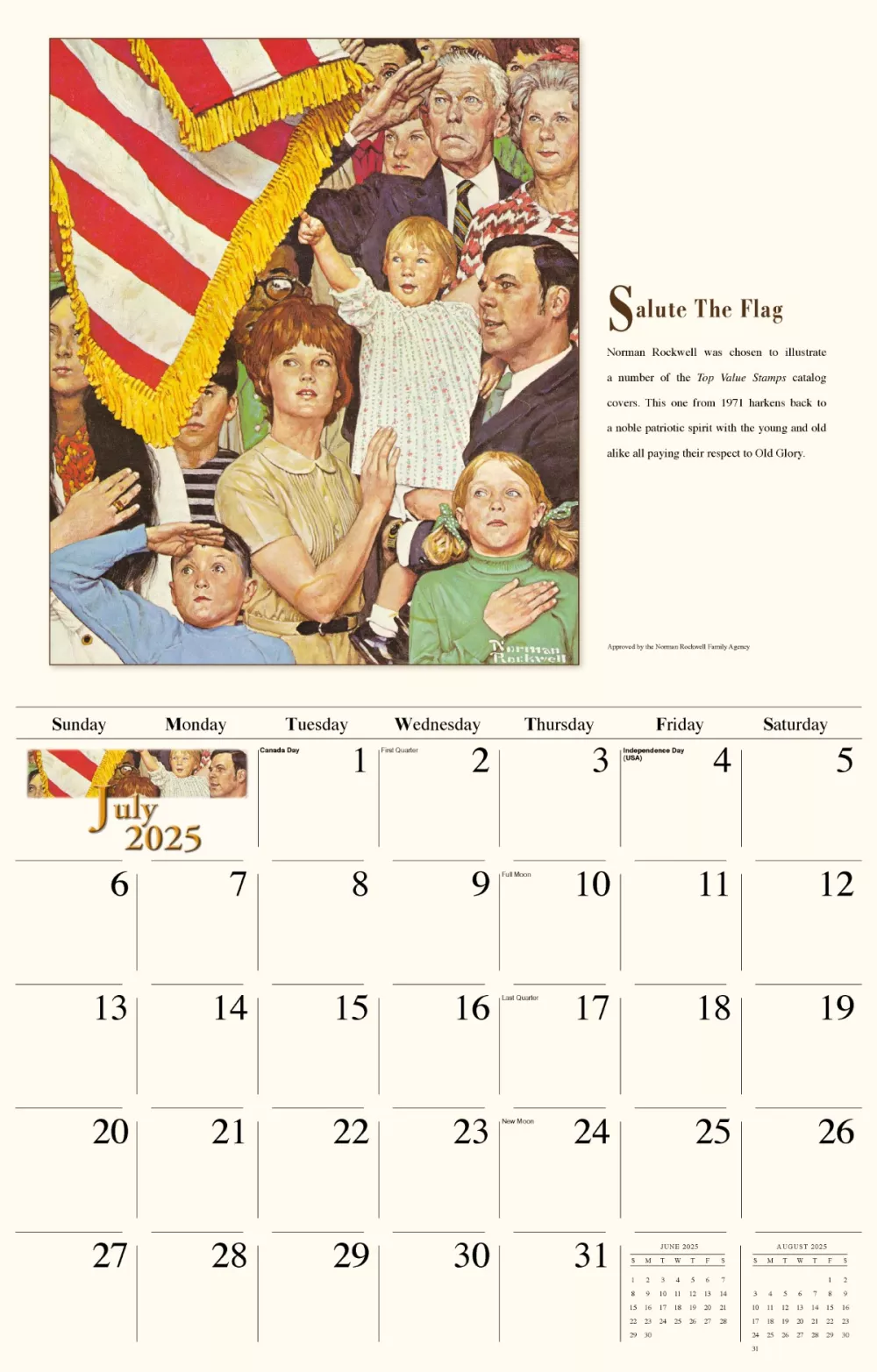 Calendrier mural Galleria 2025 Norman Rockwell