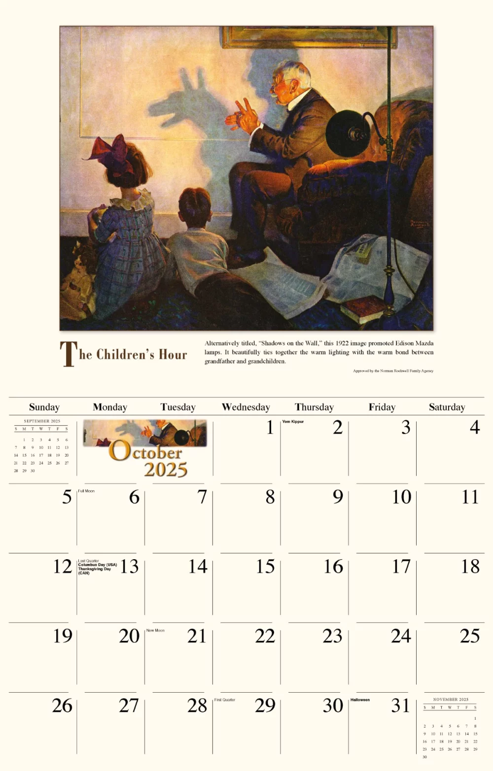 Calendrier mural Galleria 2025 Norman Rockwell