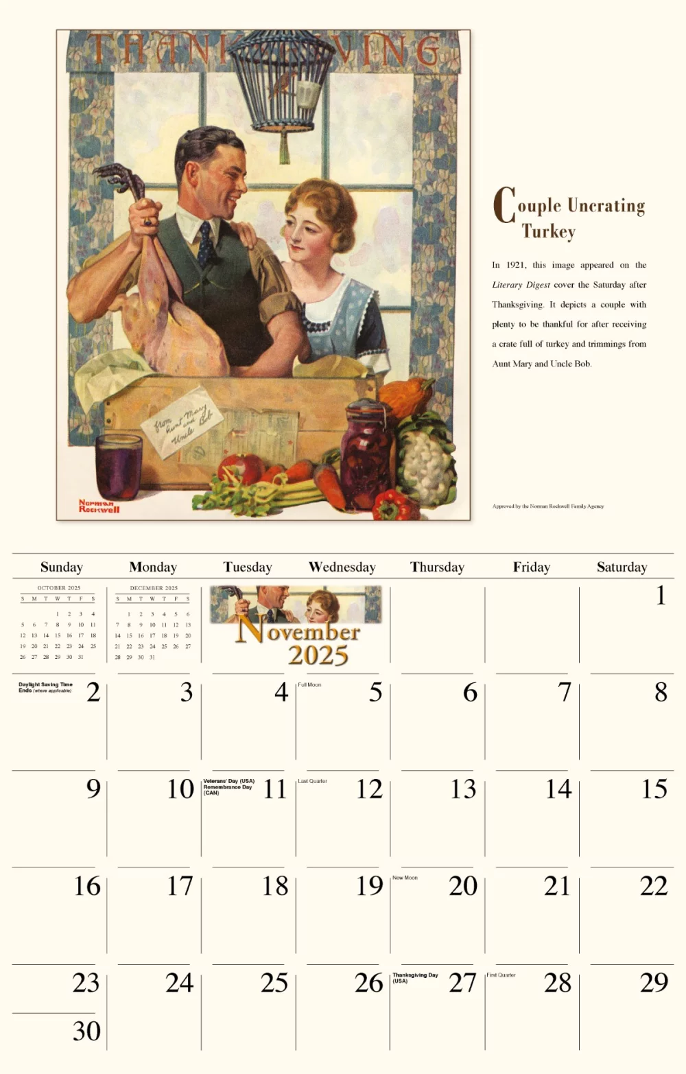 Calendrier mural Galleria 2025 Norman Rockwell