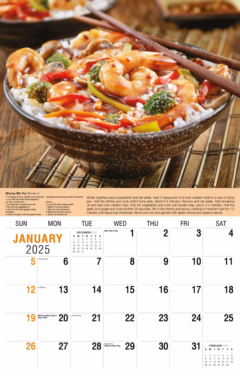 Galleria Wall Calendar 2025 Recipes