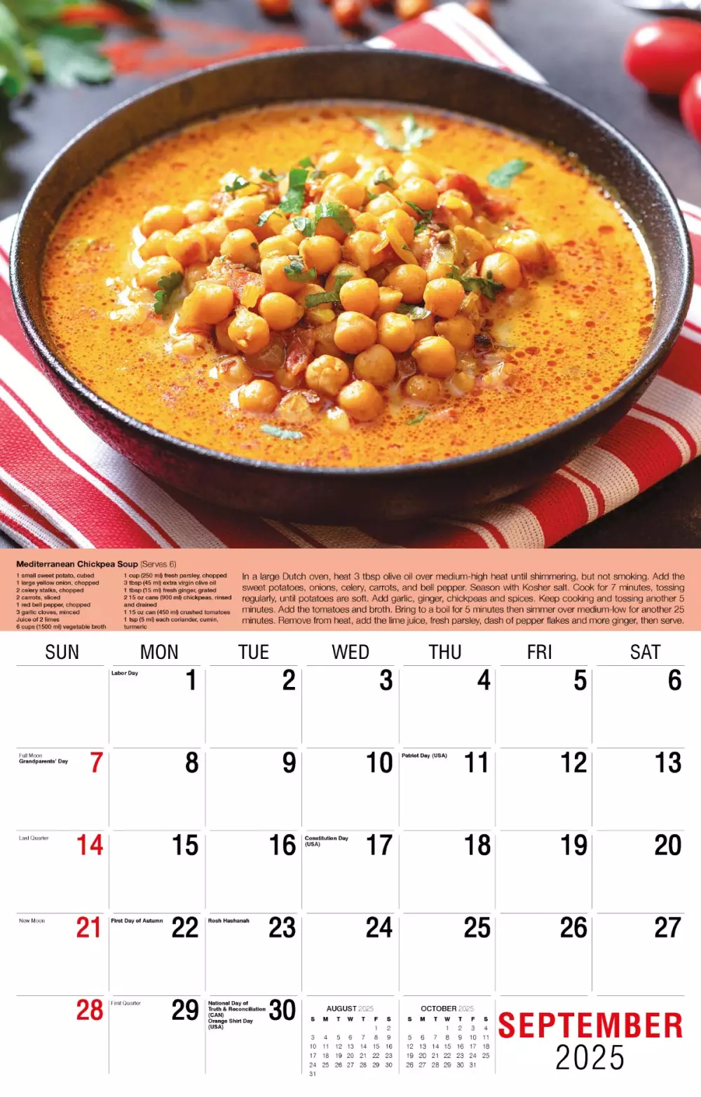 Calendrier mural Galleria 2025 Recettes