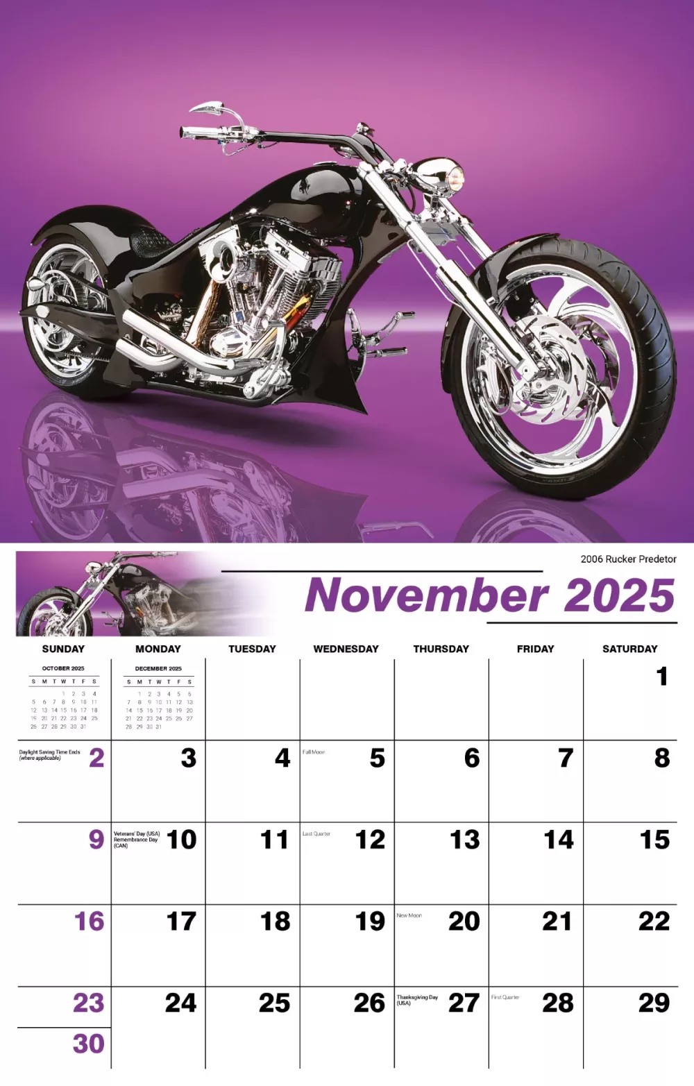 Calendrier mural Galleria 2025 Calendrier Mania Moto