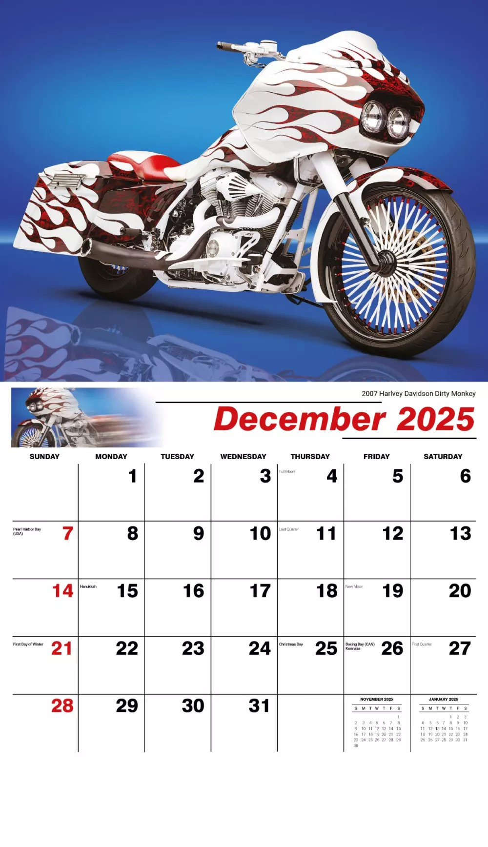 Calendrier mural Galleria 2025 Calendrier Mania Moto