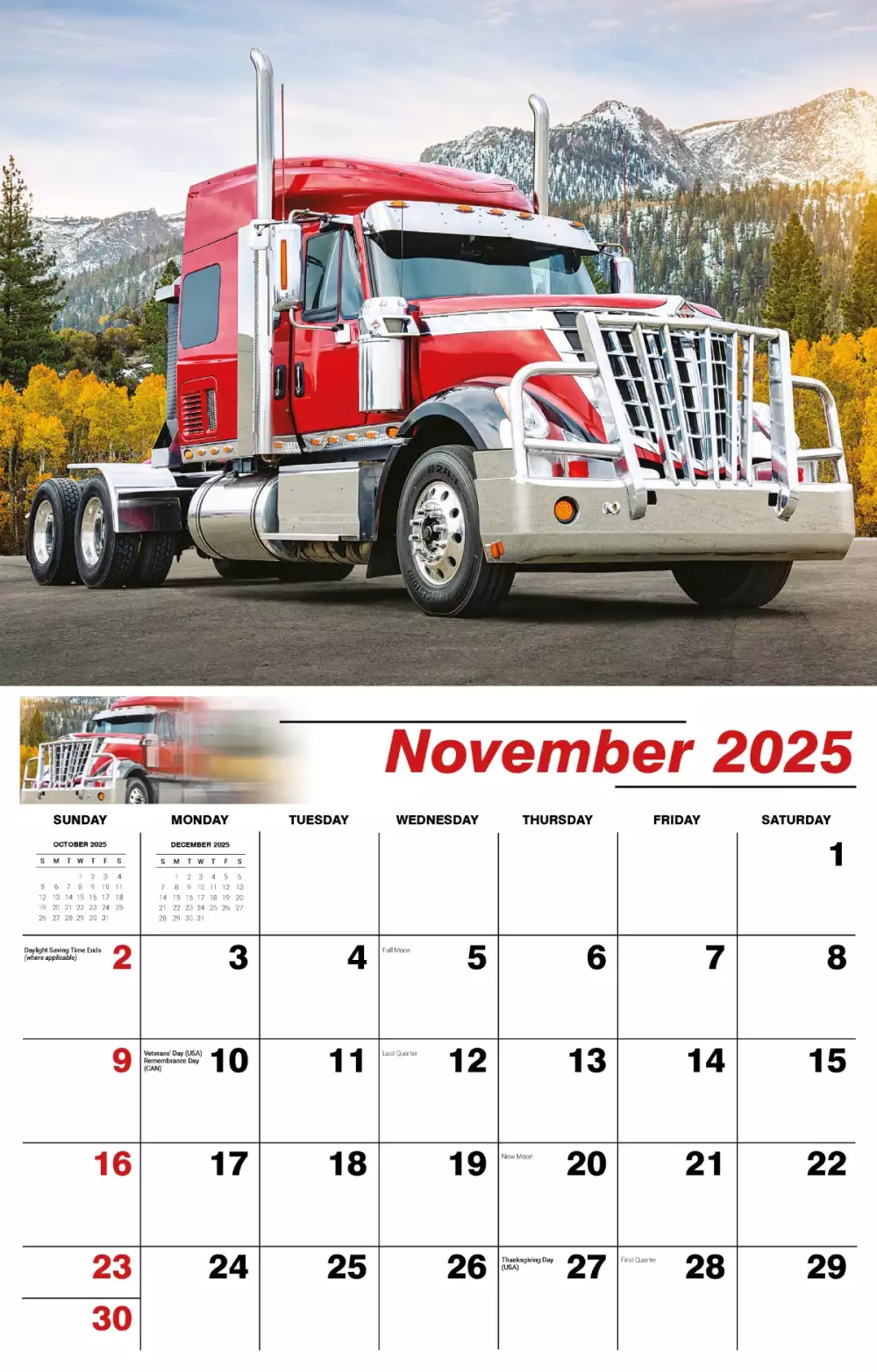 Calendrier mural Galleria 2025 Rois de la Route