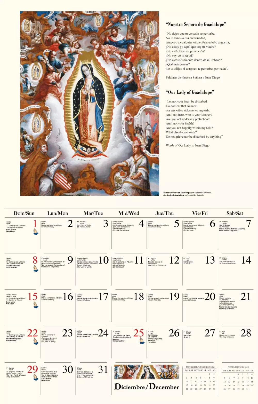 Calendrier mural Galleria 2025 Inspirations catholiques SP/ANG