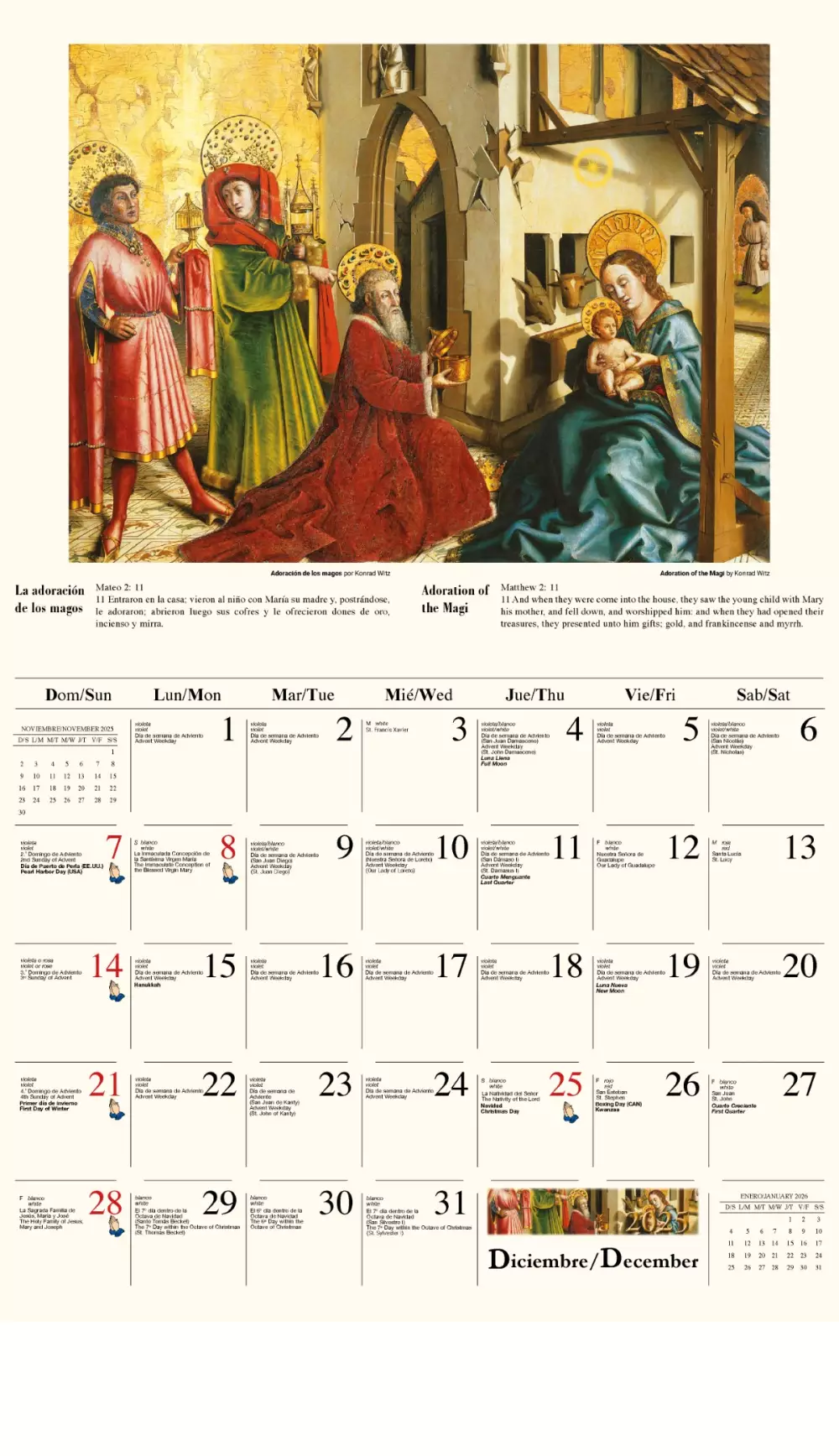 Galleria Wall Calendar 2025 Catholic Inspirations SP/ENG