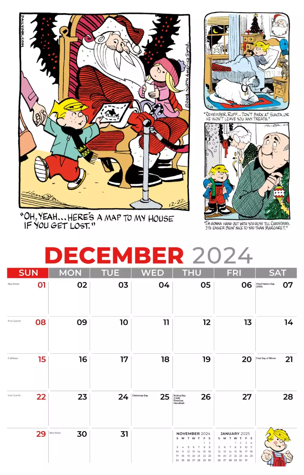 Calendrier mural Galleria 2025 Denis la Menace