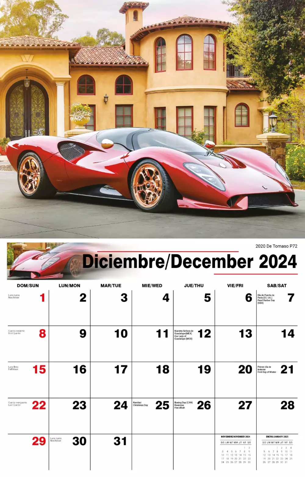 Calendrier mural Galleria 2025 Voitures Exotiques FR/ANG