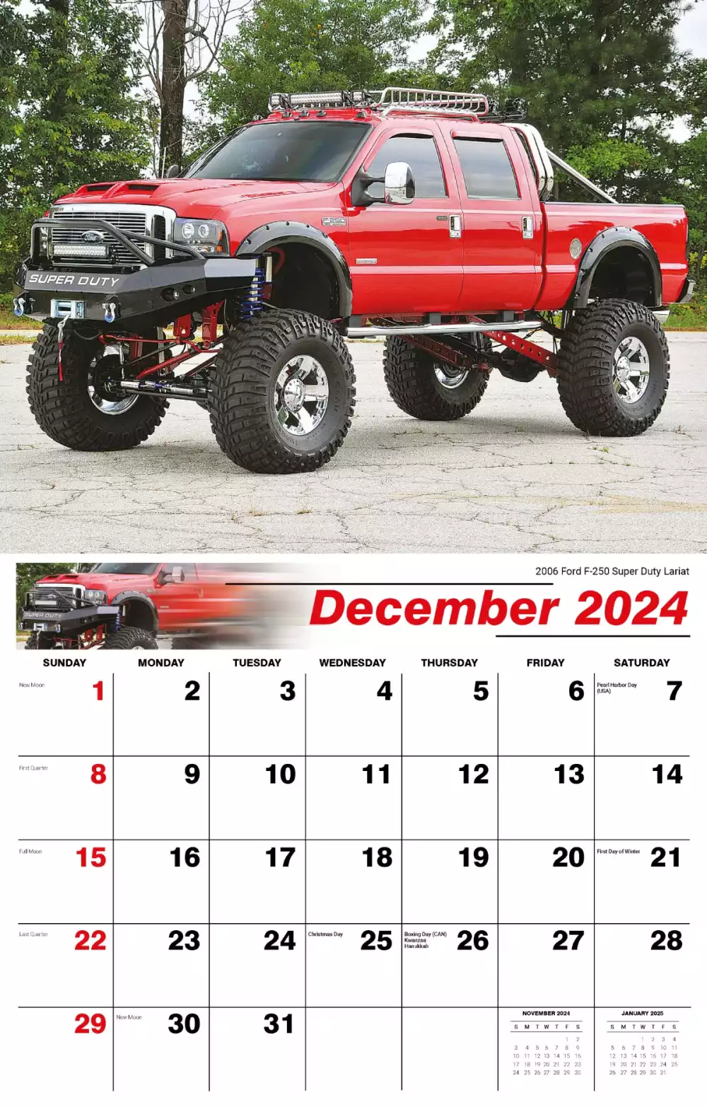 Calendrier mural Galleria 2025 Pickups surélevés