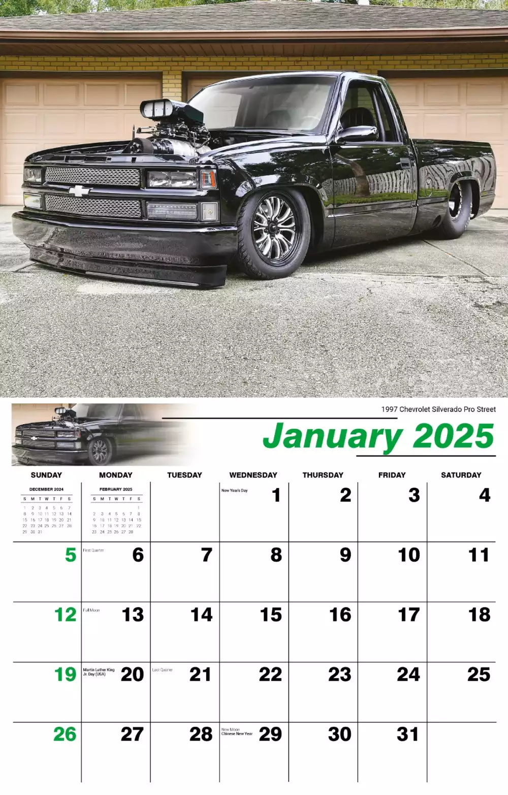 Calendrier mural Galleria 2025 Pickups surélevés