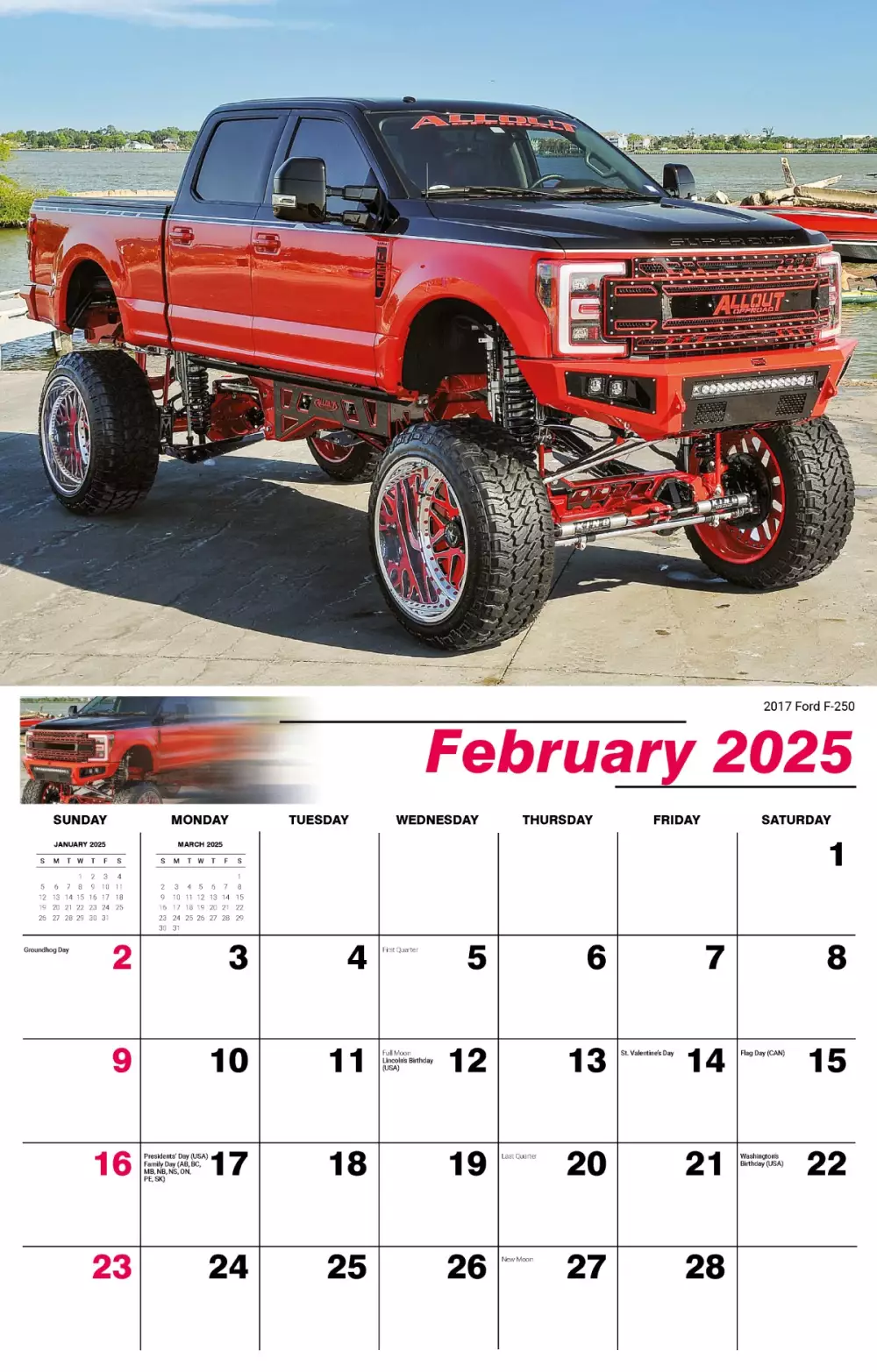 Calendrier mural Galleria 2025 Pickups surélevés