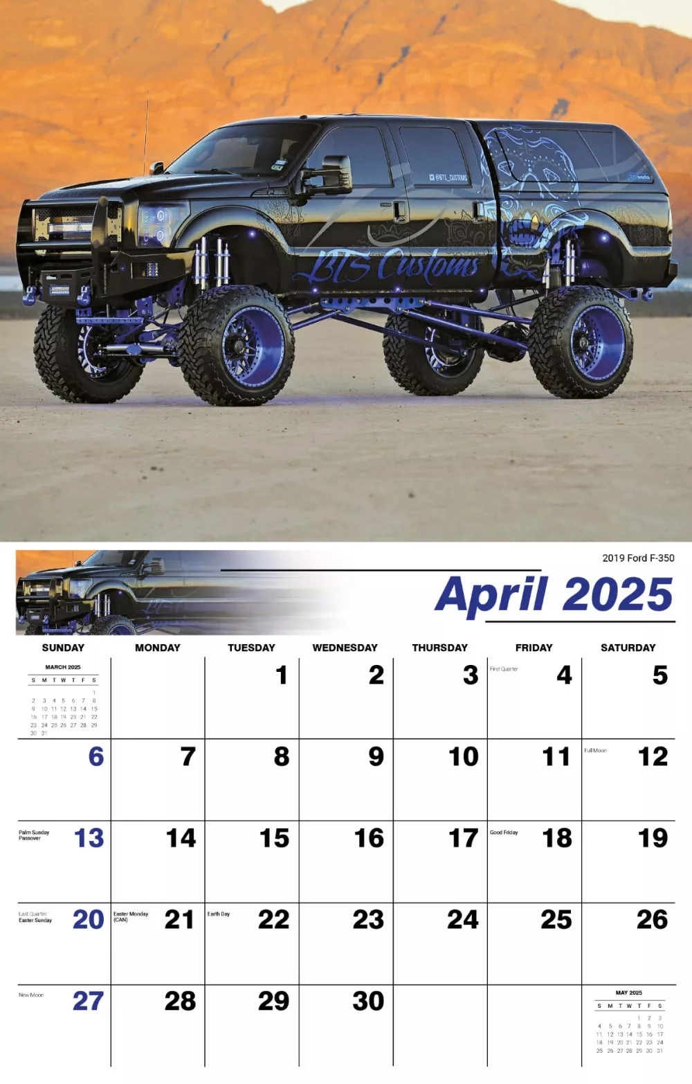 Calendrier mural Galleria 2025 Pickups surélevés