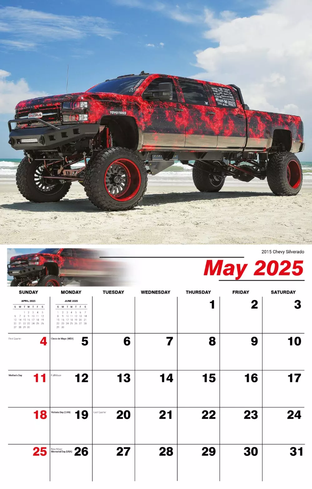 Calendrier mural Galleria 2025 Pickups surélevés