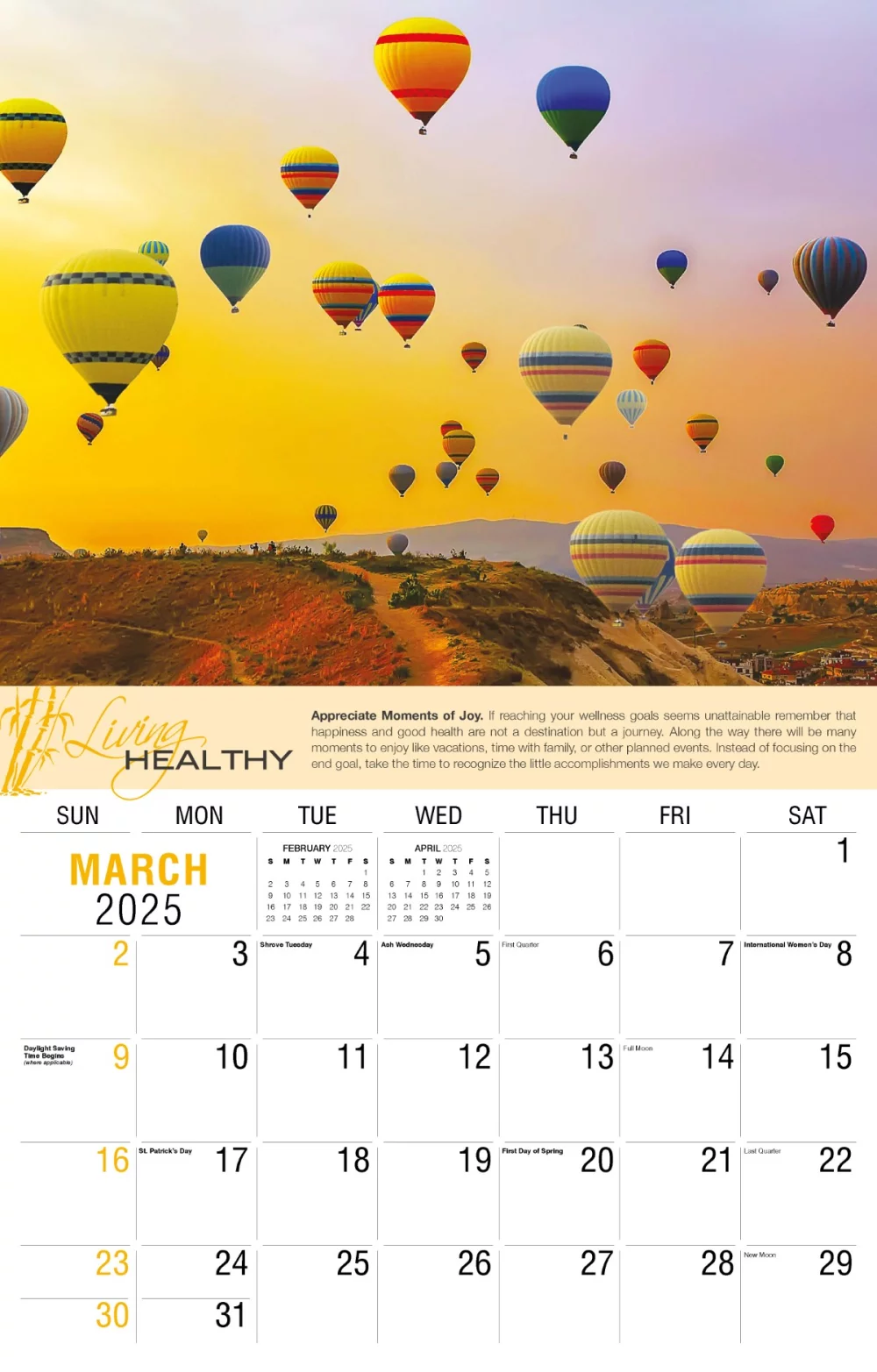 Calendrier mural Galleria 2025 Vivre en bonne santé