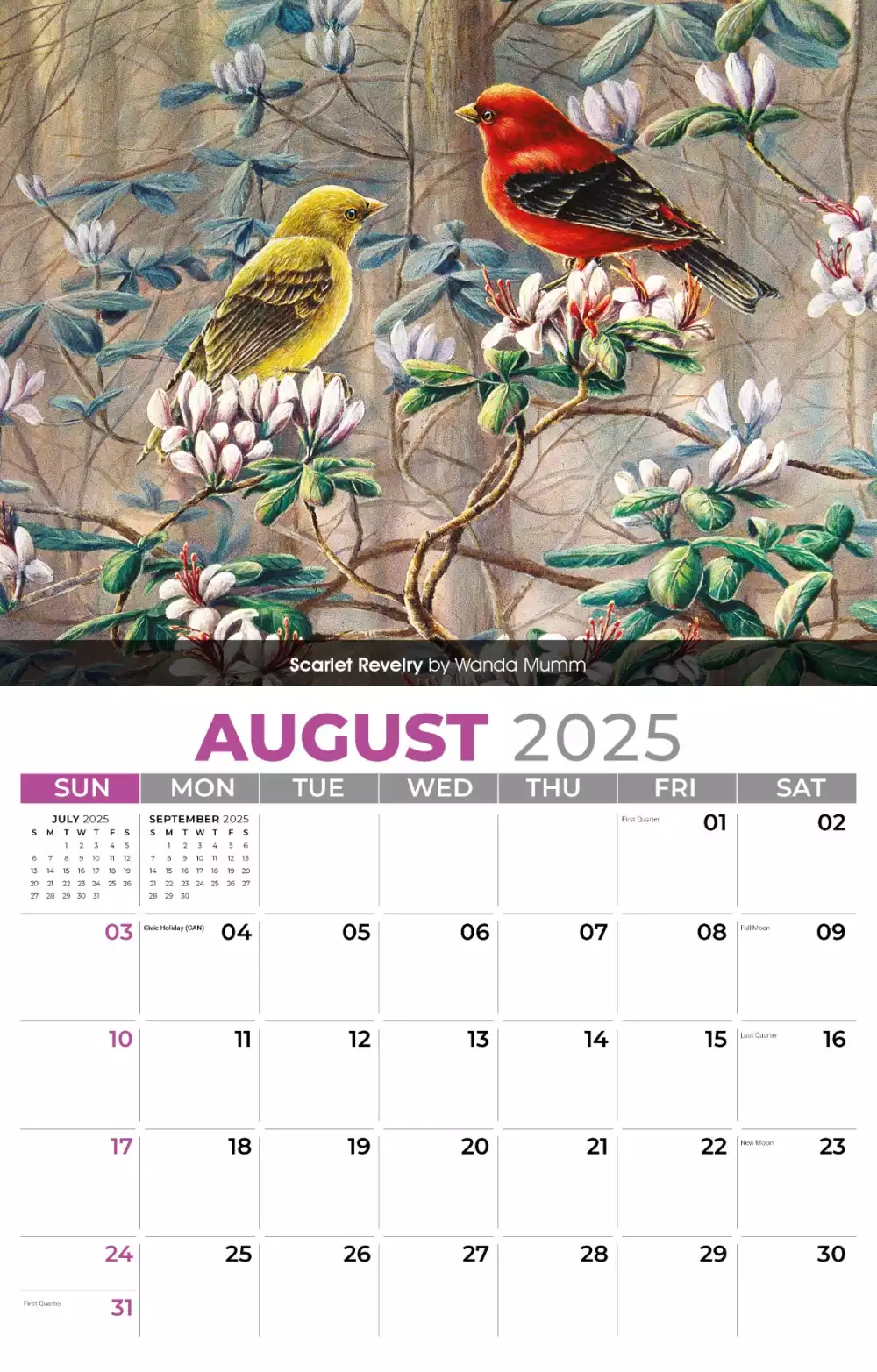 Calendrier mural Galleria 2025 Oiseaux de jardin