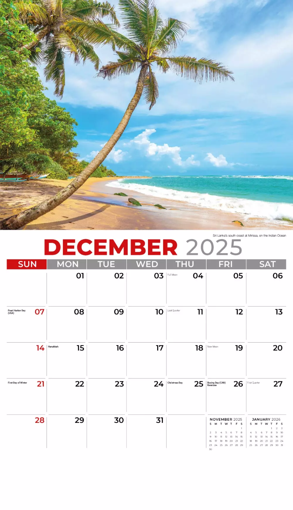 Calendrier mural Galleria 2025 Soleil, Sable & Surf