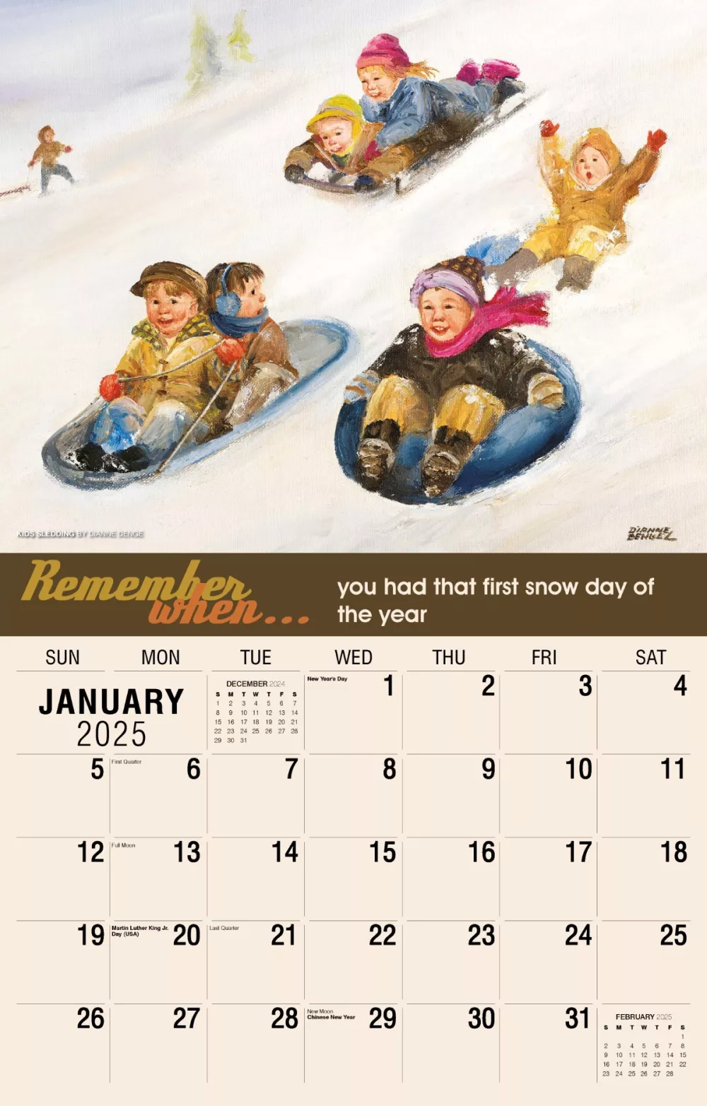 Calendrier mural Galleria 2025 Calendrier Souviens-toi Quand