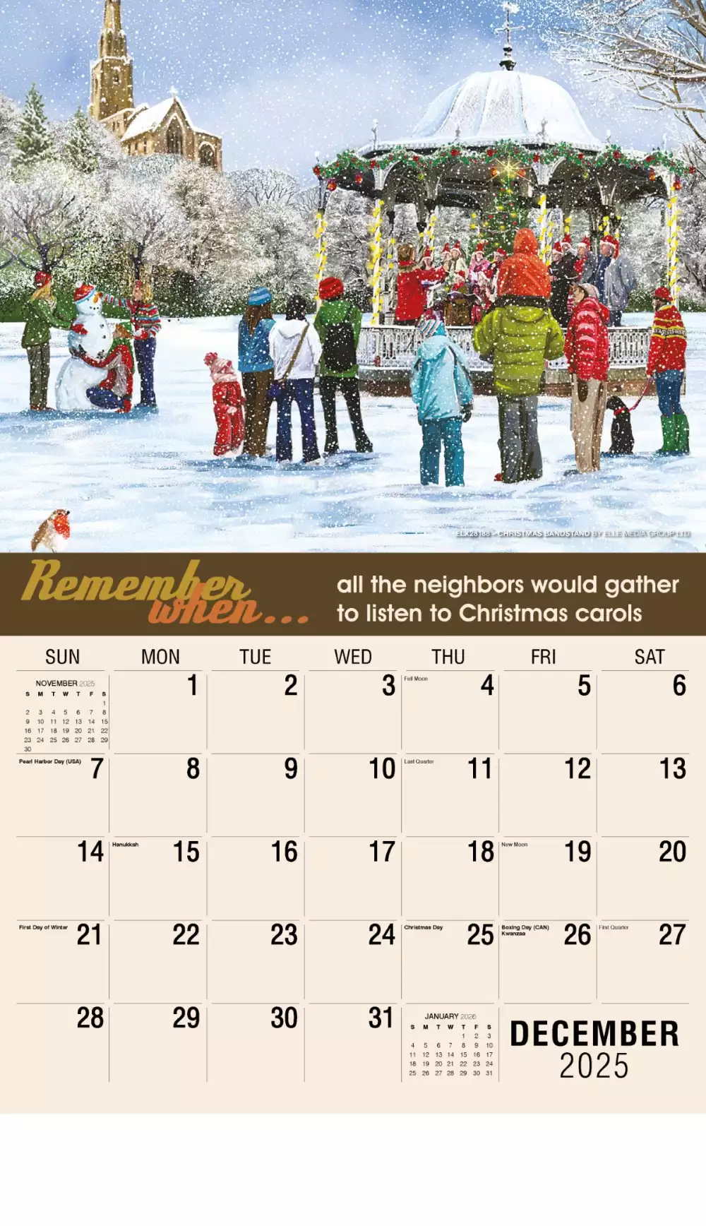 Calendrier mural Galleria 2025 Calendrier Souviens-toi Quand