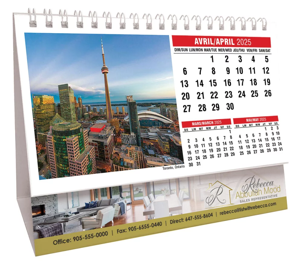 Calendrier de bureau avec scènes du Canada