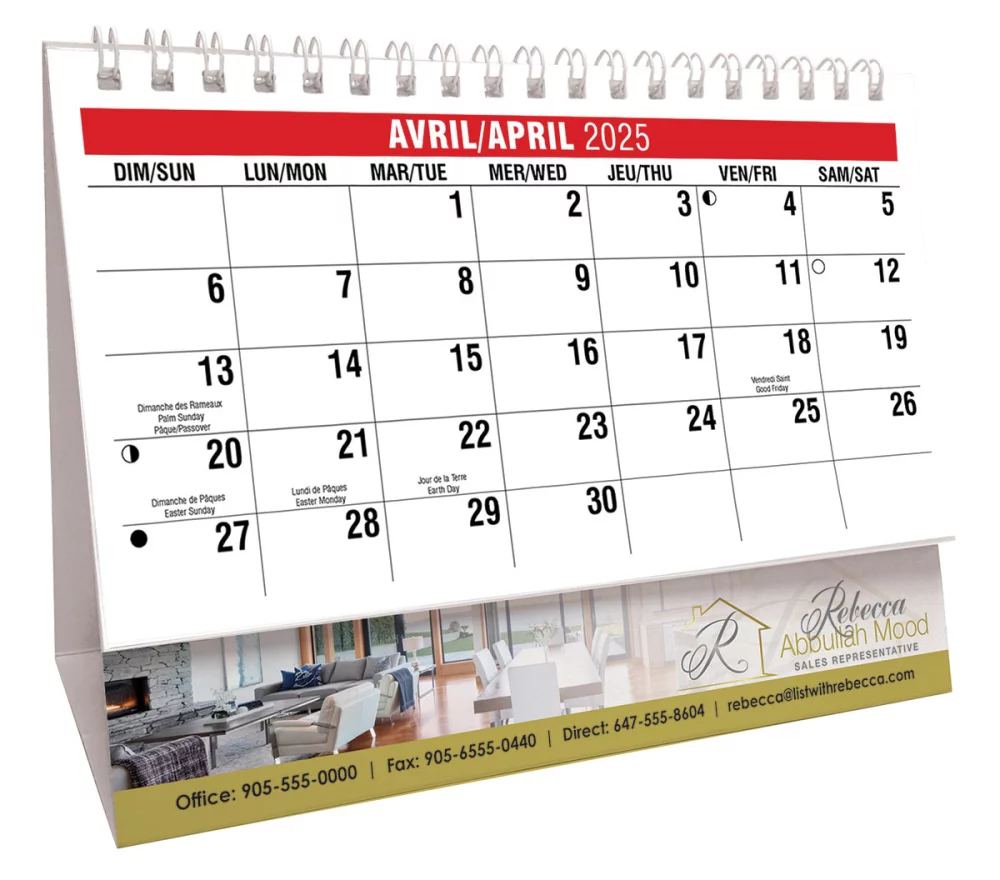 Calendrier de bureau avec scènes du Canada