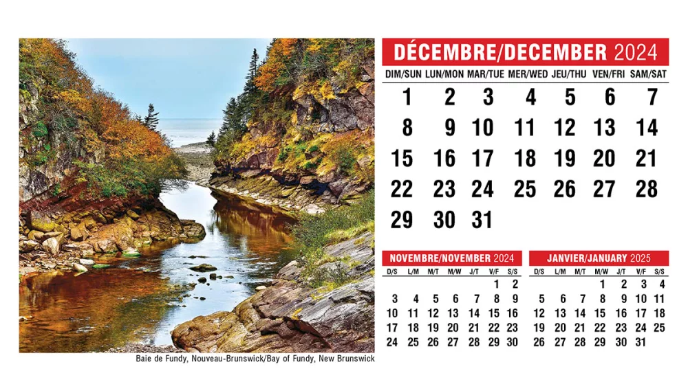 Calendrier de bureau avec scènes du Canada