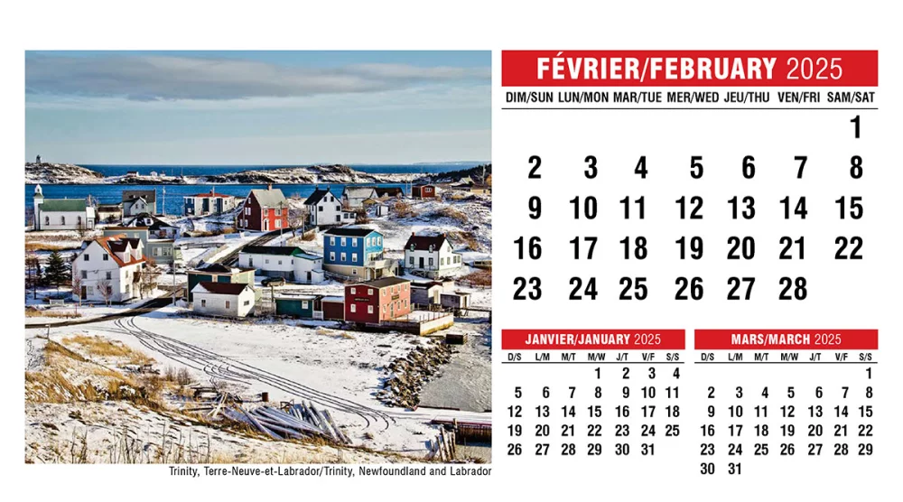 Calendrier de bureau avec scènes du Canada