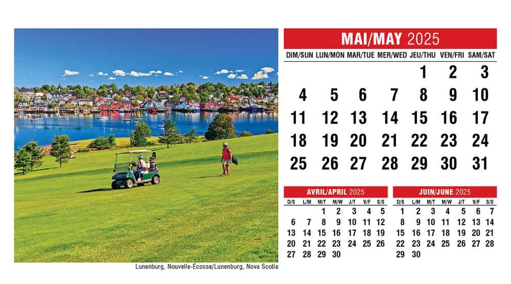 Calendrier de bureau avec scènes du Canada