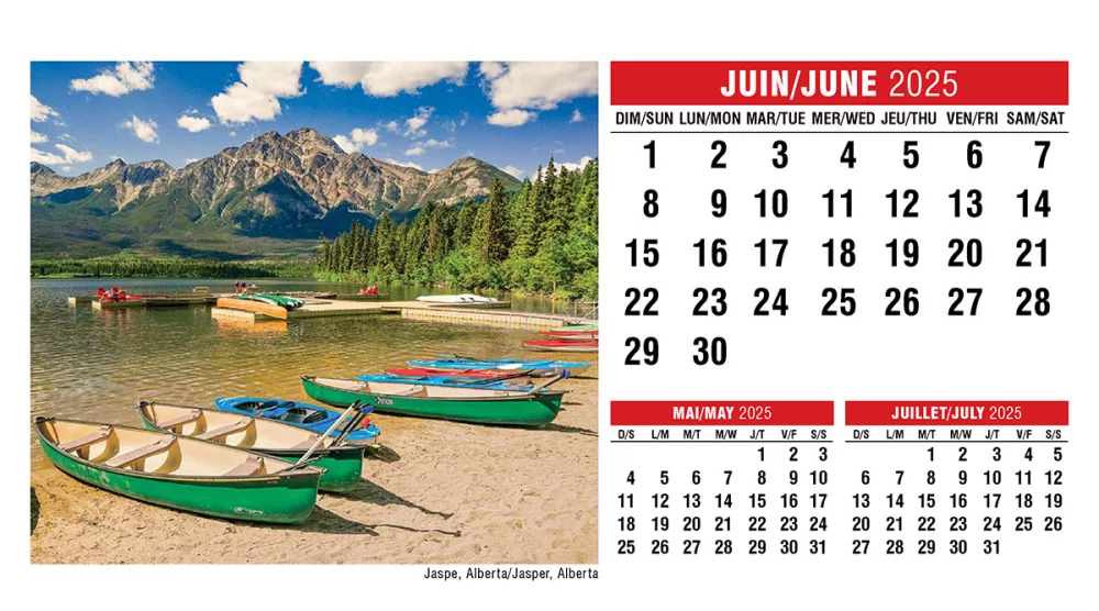 Calendrier de bureau avec scènes du Canada