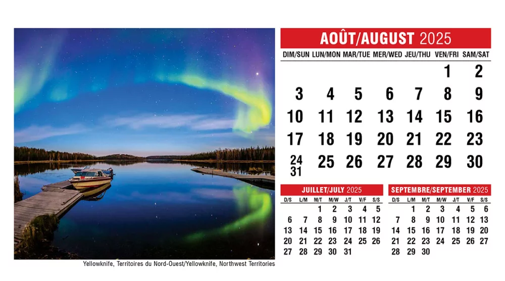 Calendrier de bureau avec scènes du Canada