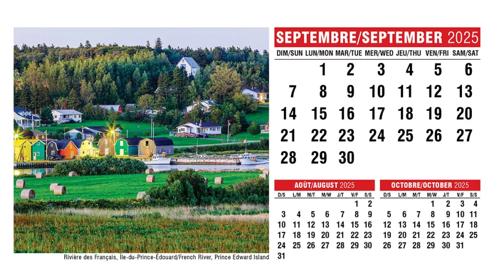 Calendrier de bureau avec scènes du Canada