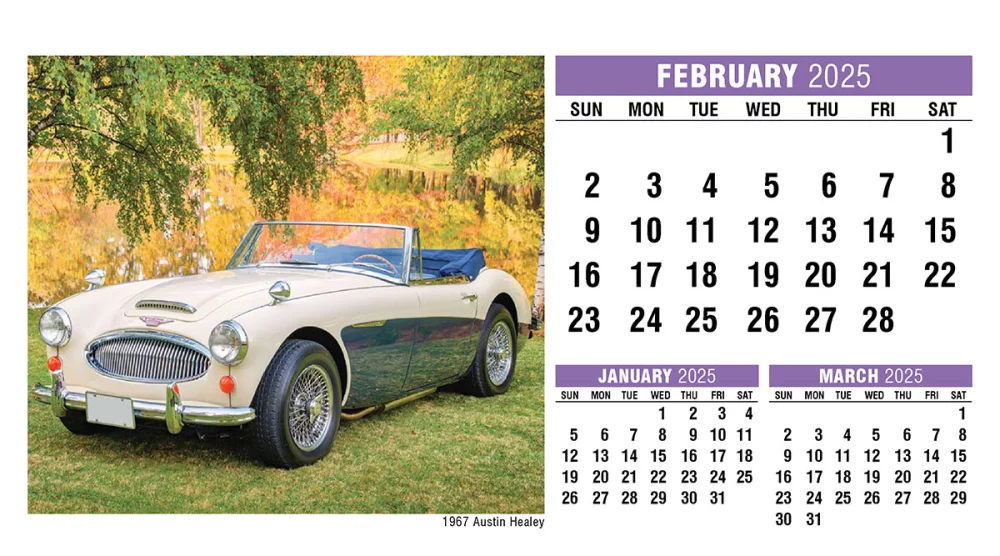 Calendrier de bureau de voitures classiques