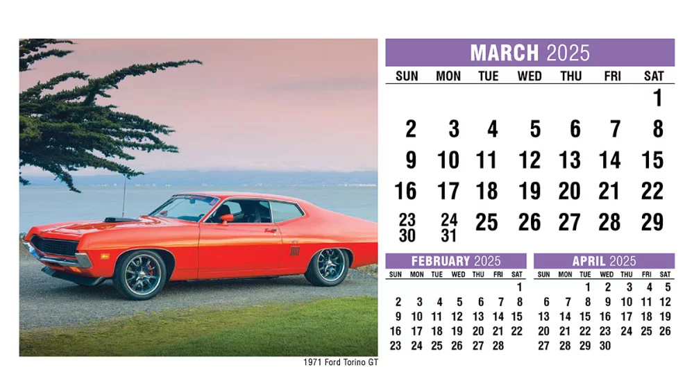 Calendrier de bureau de voitures classiques