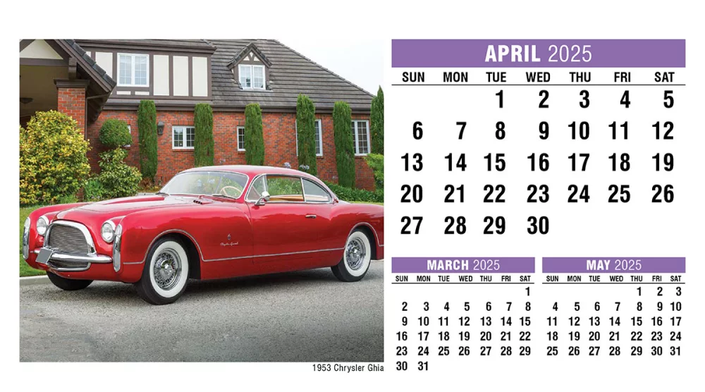 Calendrier de bureau de voitures classiques