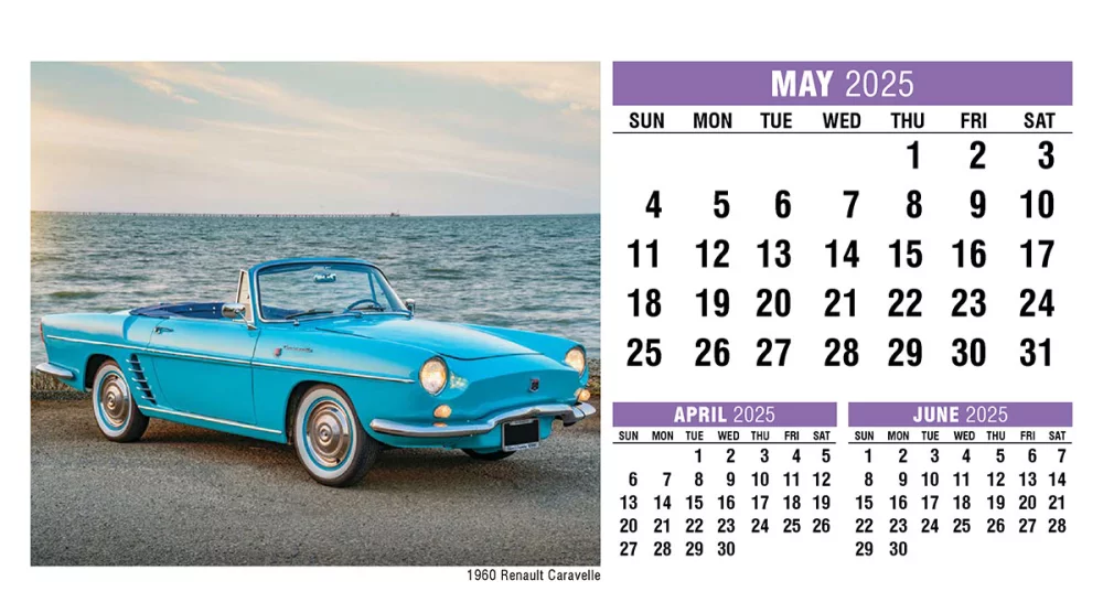 Calendrier de bureau de voitures classiques