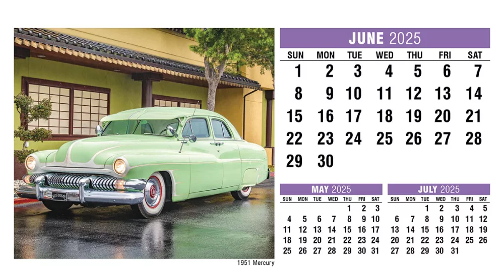 Calendrier de bureau de voitures classiques