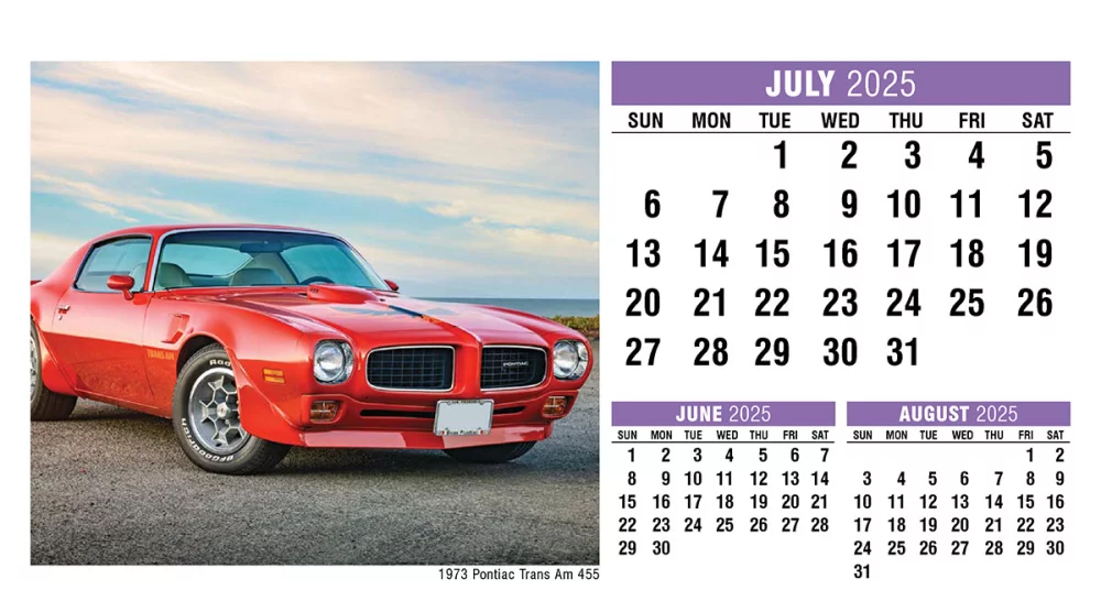 Calendrier de bureau de voitures classiques
