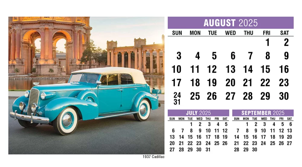 Calendrier de bureau de voitures classiques