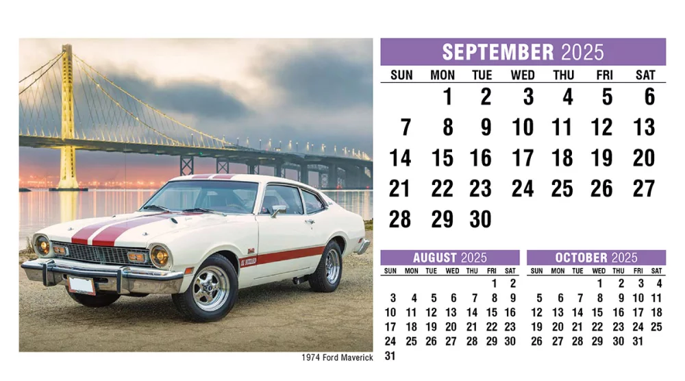 Calendrier de bureau de voitures classiques