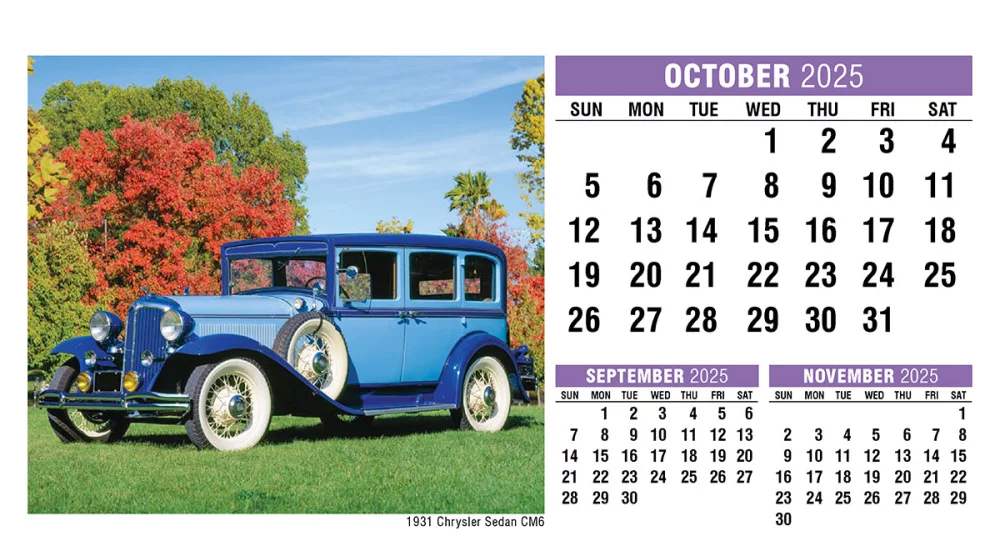Calendrier de bureau de voitures classiques