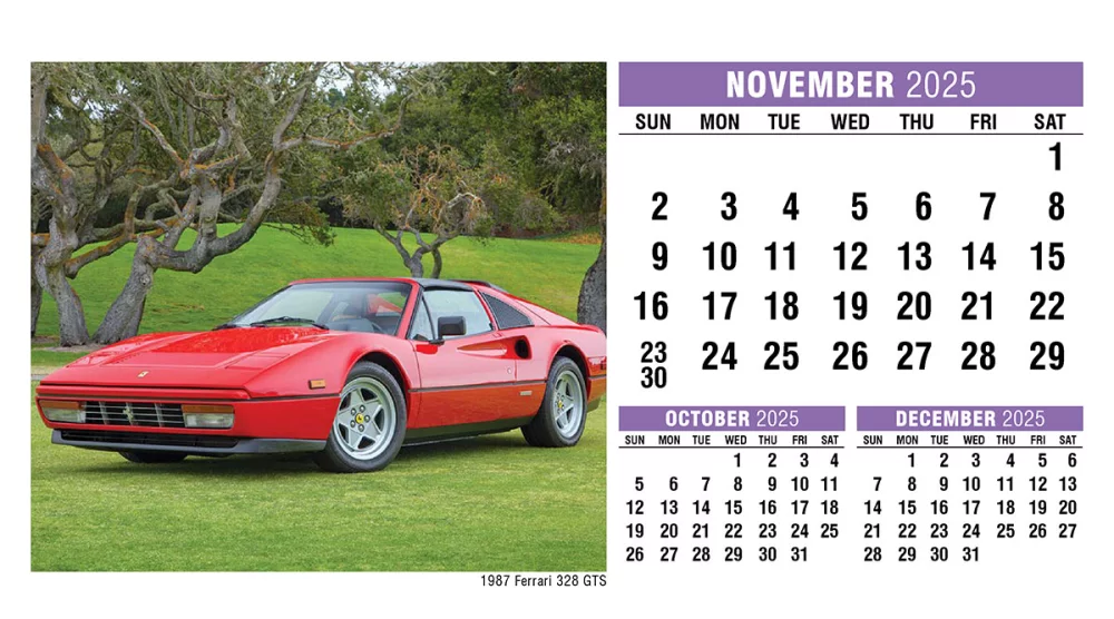 Calendrier de bureau de voitures classiques