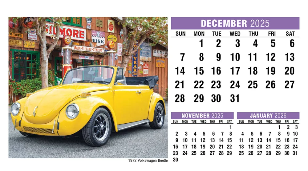 Calendrier de bureau de voitures classiques