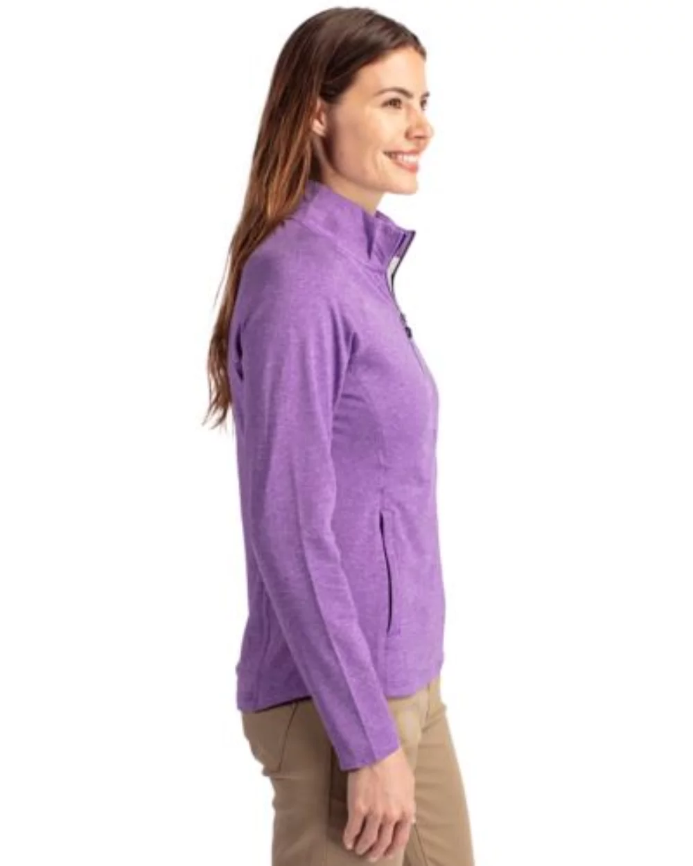 Cutter & Buck Adapt Eco Knit Heather Recycled Womens Full Zip