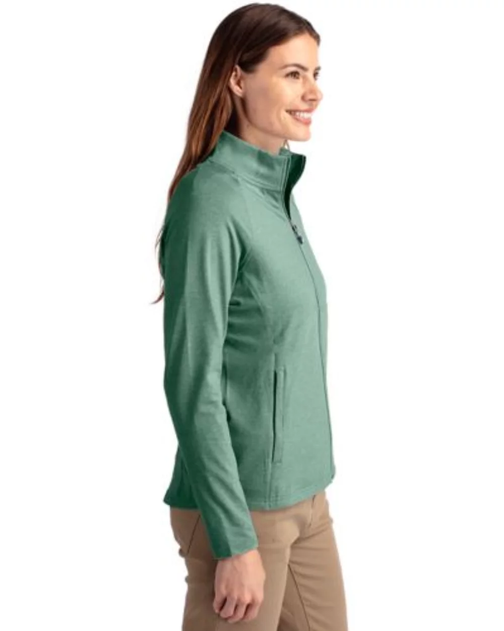 Cutter & Buck Adapt Eco Knit Heather Recycled Womens Full Zip