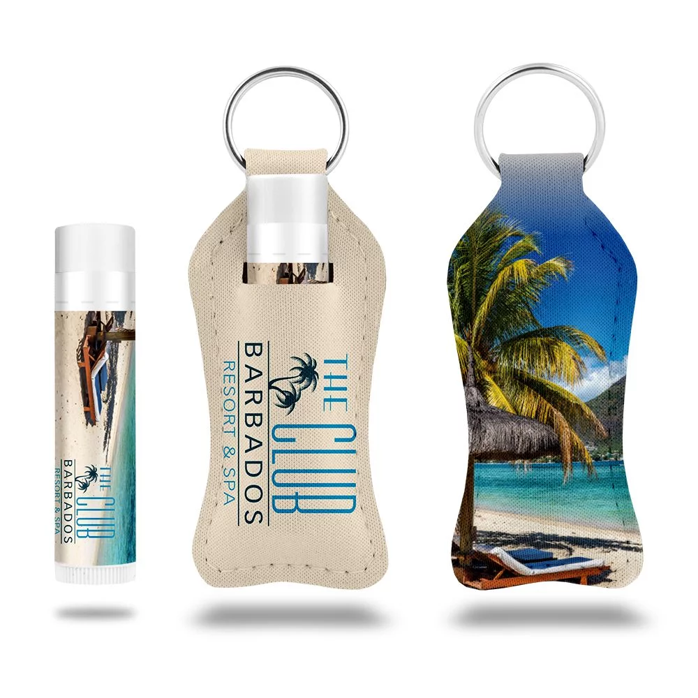 Poly Rubber Key Fob w/Lip Balm